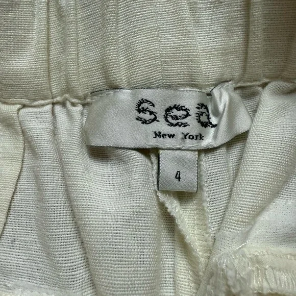 Sea New York Cream Leona Shorts Scalloped Hem High Waisted Women’s Size 4 - Picture 8 of 9